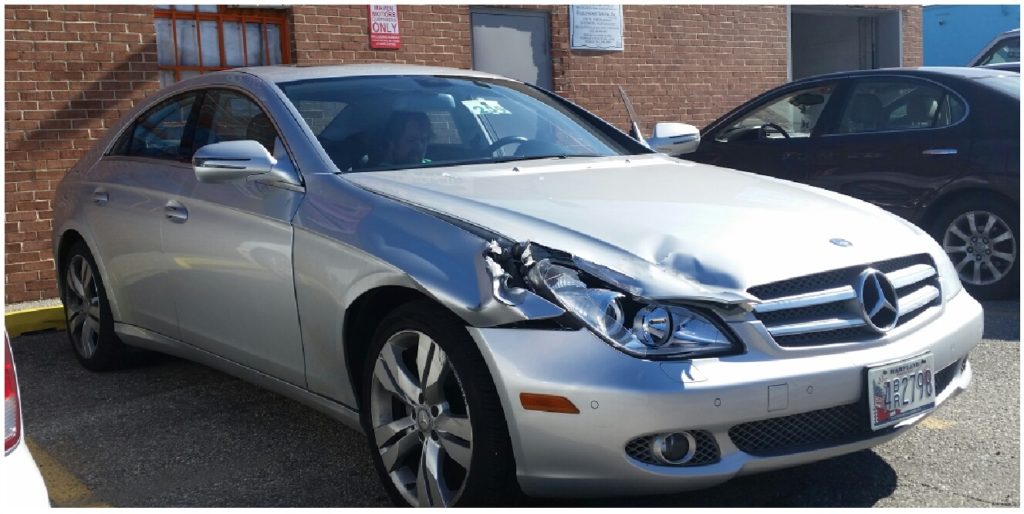 An automobile in need of collision repair