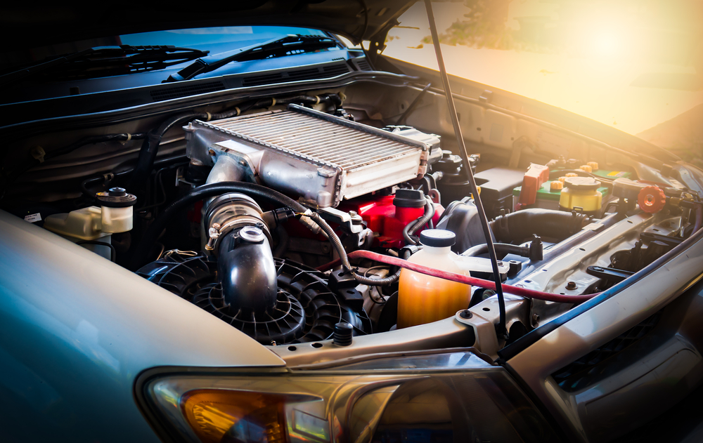 under the hood of a car